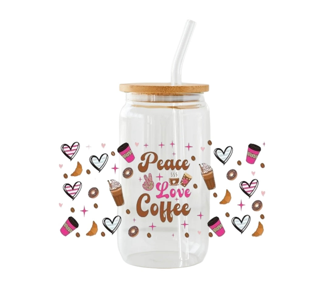 Verre ”Peace+Love+Coffee “