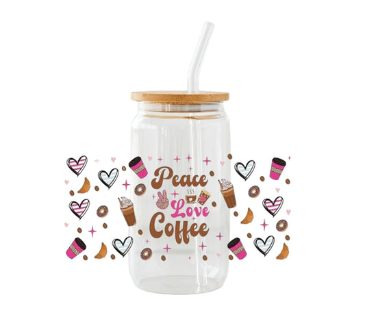Verre ”Peace+Love+Coffee “