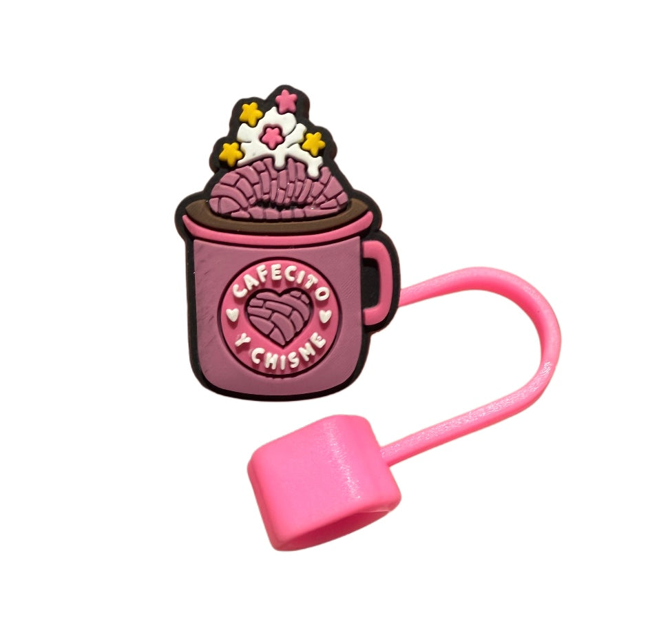 Couvre paille " café crème rose"
